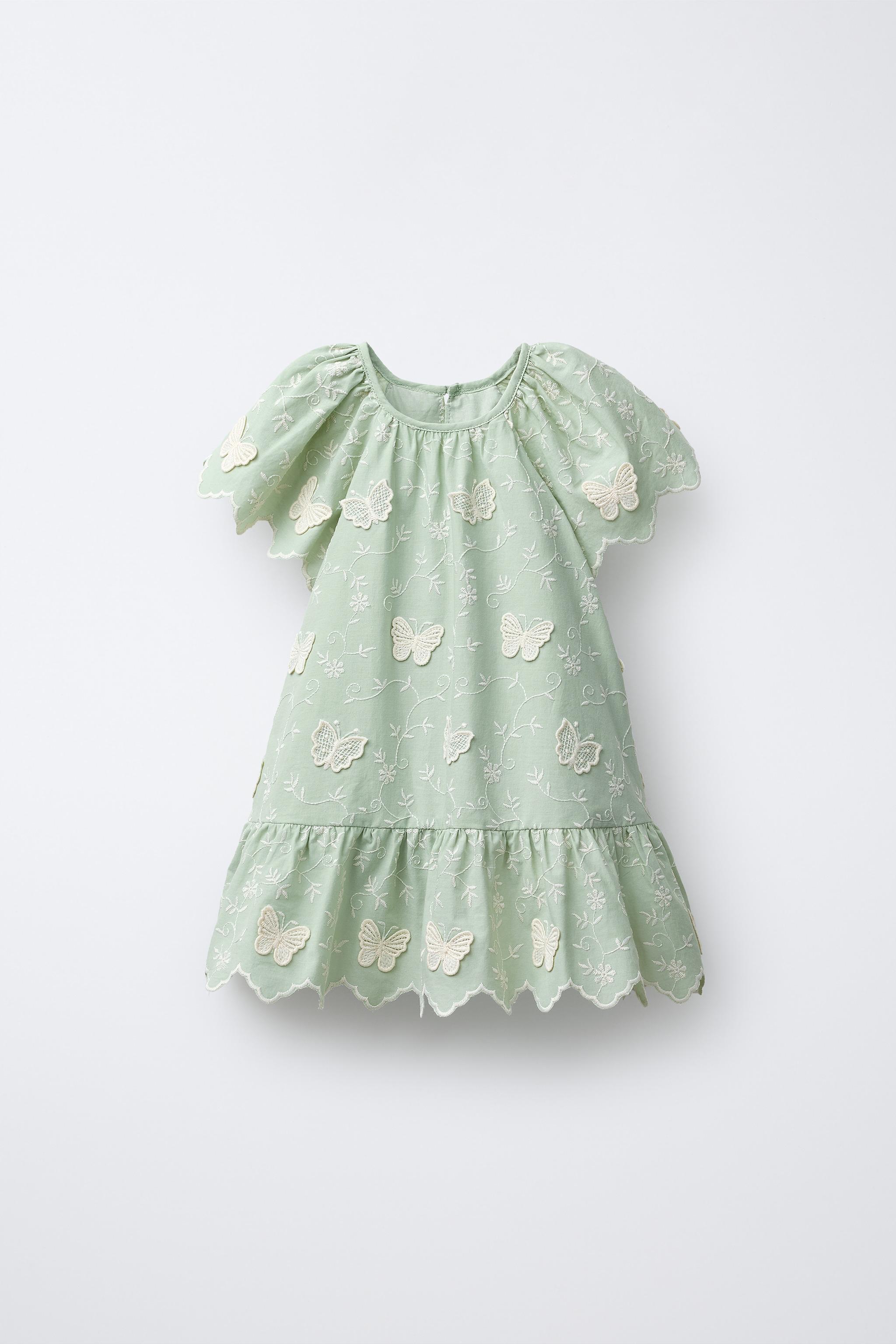 EMBROIDERED BUTTERFLY DRESS